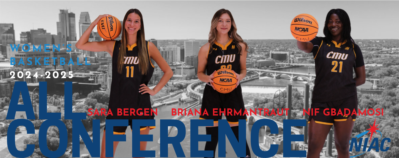 Bergen, Ehrmantraut & Gbadamosi of Blazers WBB Named to NIAC All-Conference Team